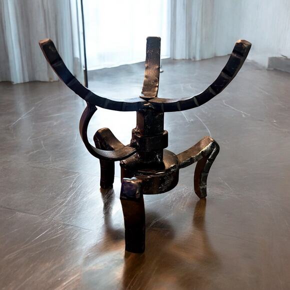 Wrought Iron Candle Holder-Brutalist-Castle-Gothic-Abstract-Vintage-Modern Art - Picture 5 of 8